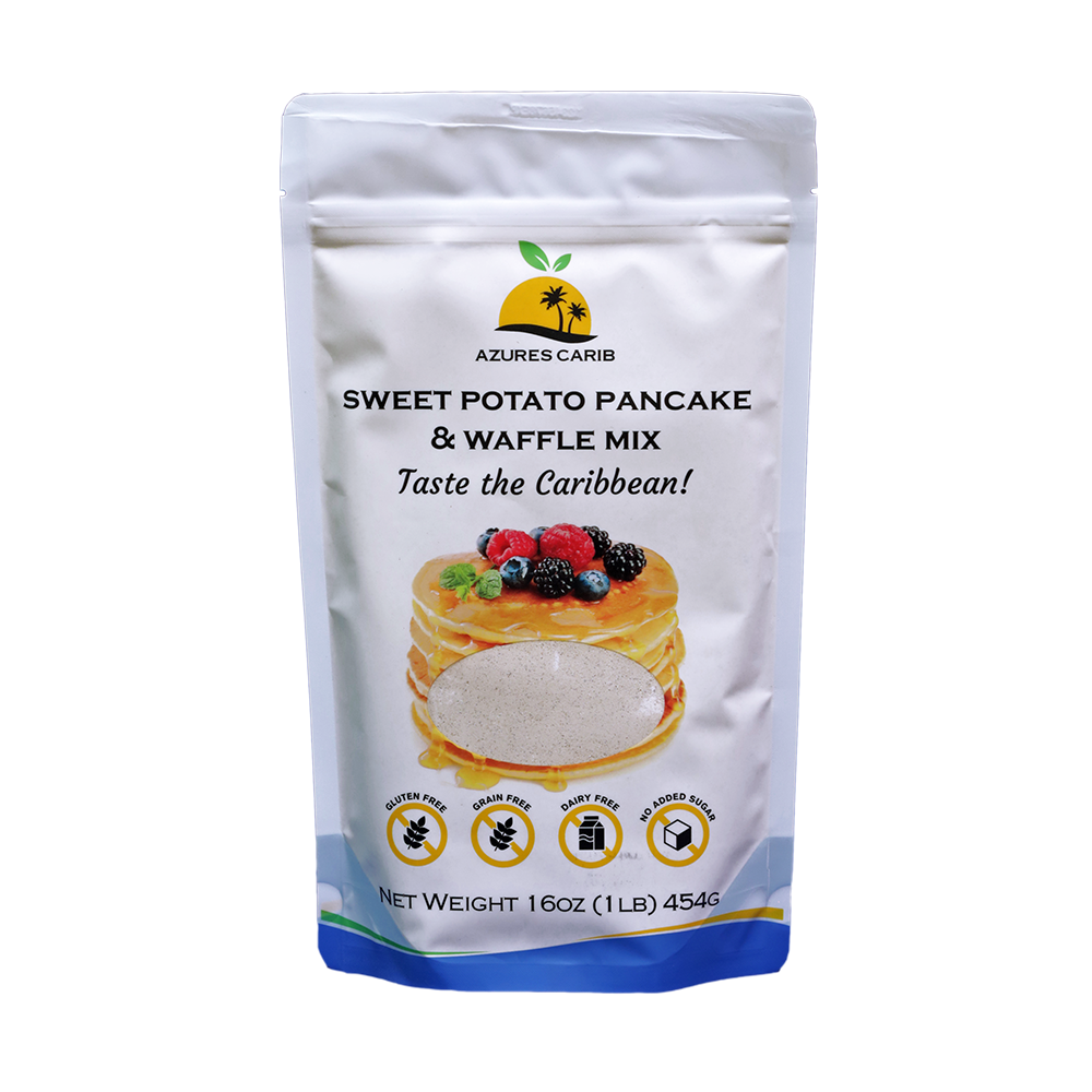 Azures Carib Sweet Potato Pancake Mix - paleo breakfast and waffle mix