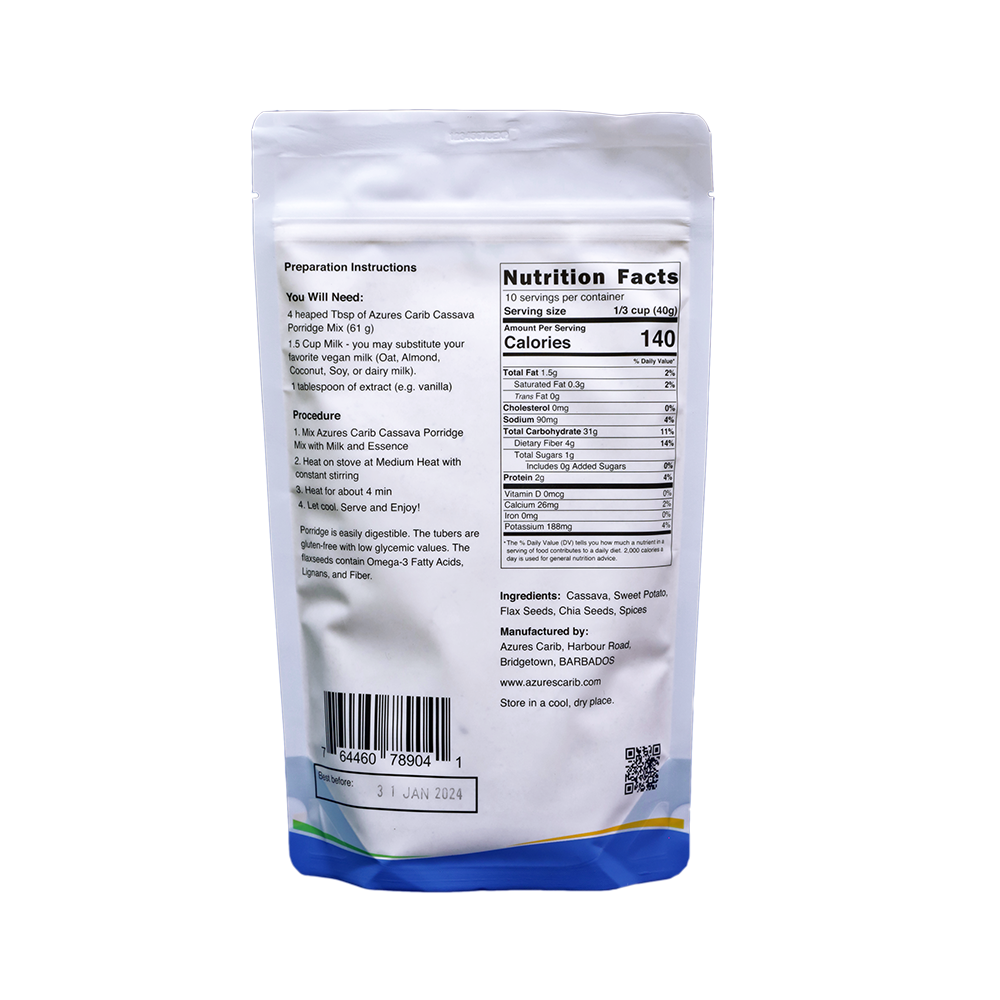 Azures Carib Cassava Porridge Mix - Caribbean breakfast porridge blend