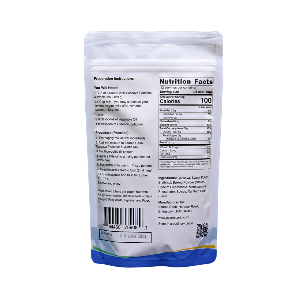 Azures Carib Cassava Pancake & Waffle Mix - gluten-free breakfast mix