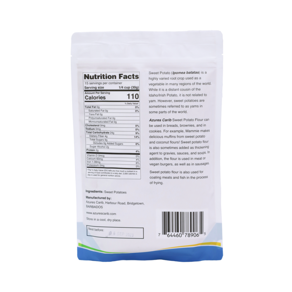 Sweet potato flour nutrition label - vitamin-rich paleo flour alternative