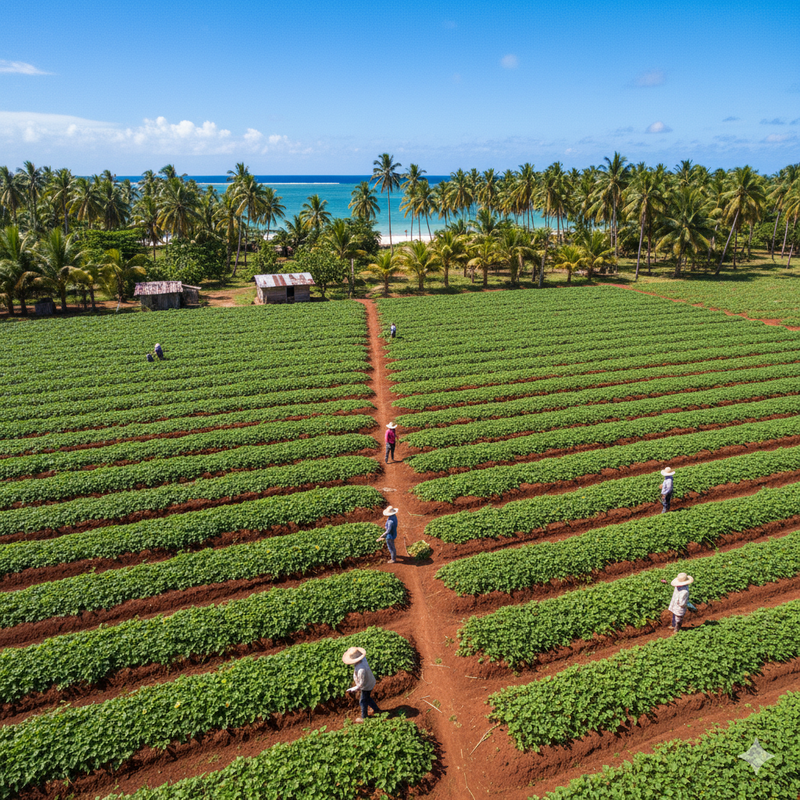 Caribbean sweet potato farm