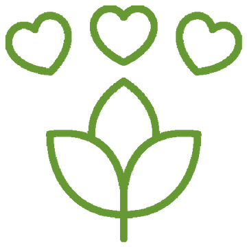 Love of farmers icon - plant with hearts representing Caribbean root crops