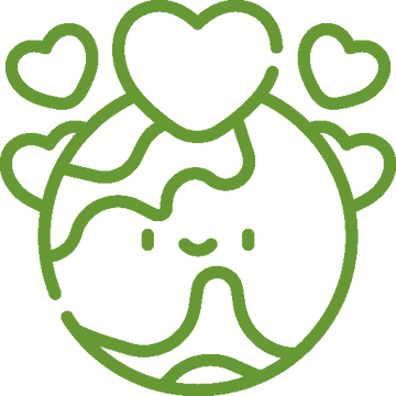Love of planet icon - Earth with leaf representing sustainable ingredients